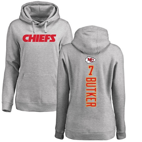 Women Football Kansas City Chiefs 7 Butker Harrison Ash Backer Pullover Hoodie